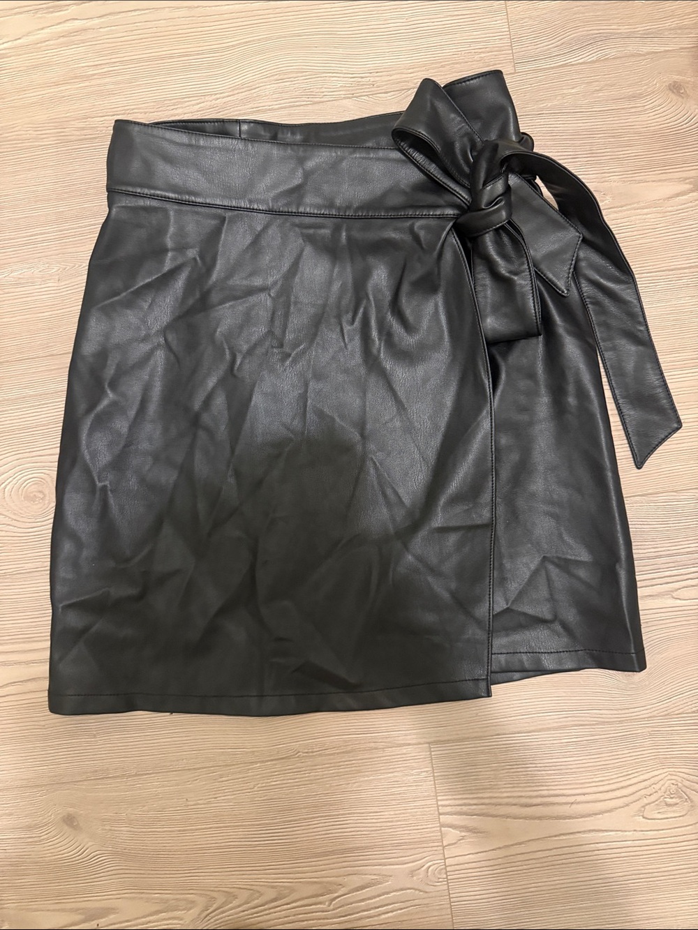 Never Fully Dressed Black Vegan Leather Tie-Waist Skirt (4)
